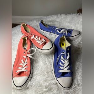 Periwinkle and coral Women’s size 9 Converse. Gently used PRICE IS PER PAIR